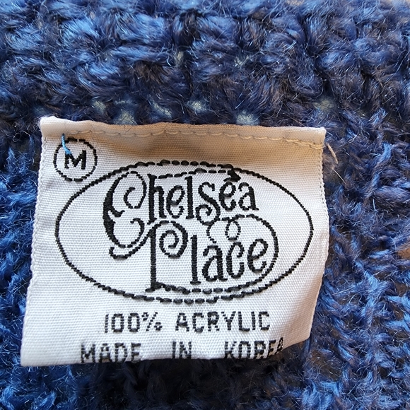 Chelsea Place 90s Womens Blue Knit Sweater Size Medium - Picture 2 of 6